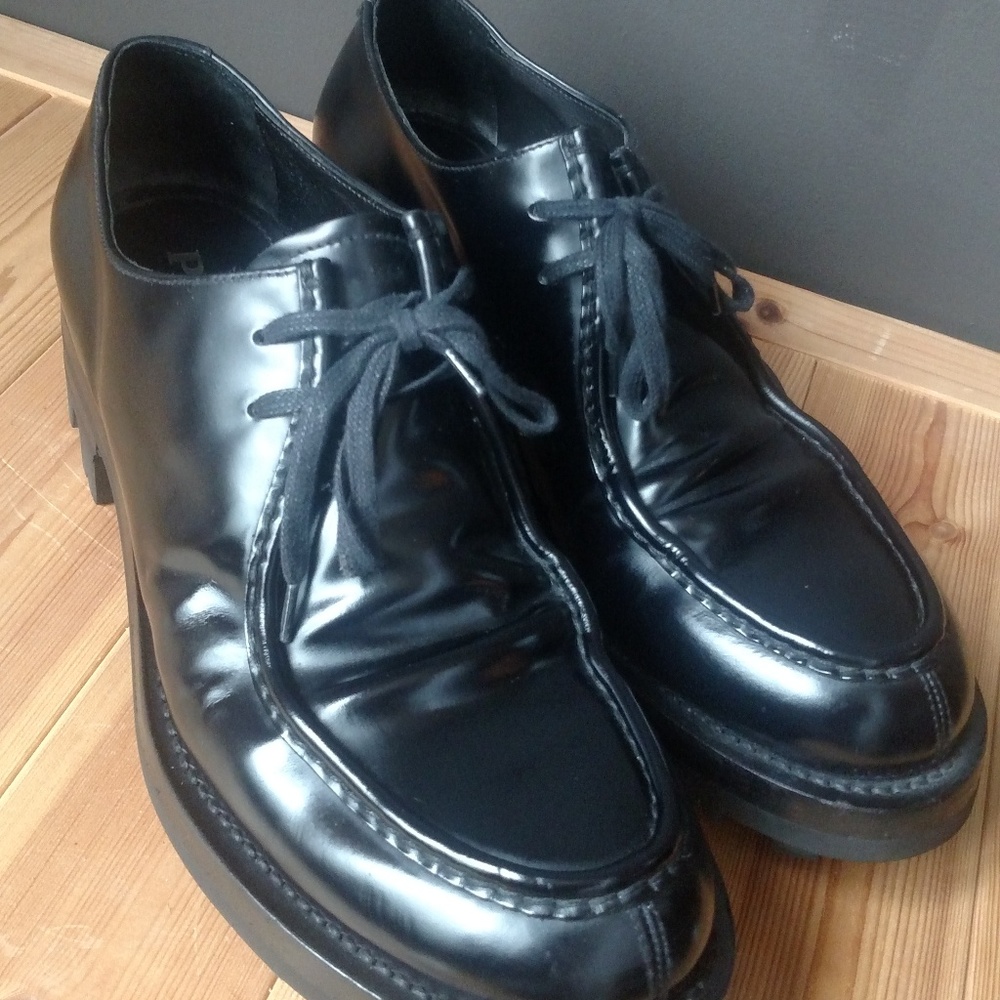 Prada Black Leather Men's Spazzolato Shoes - Picture 4 of 8